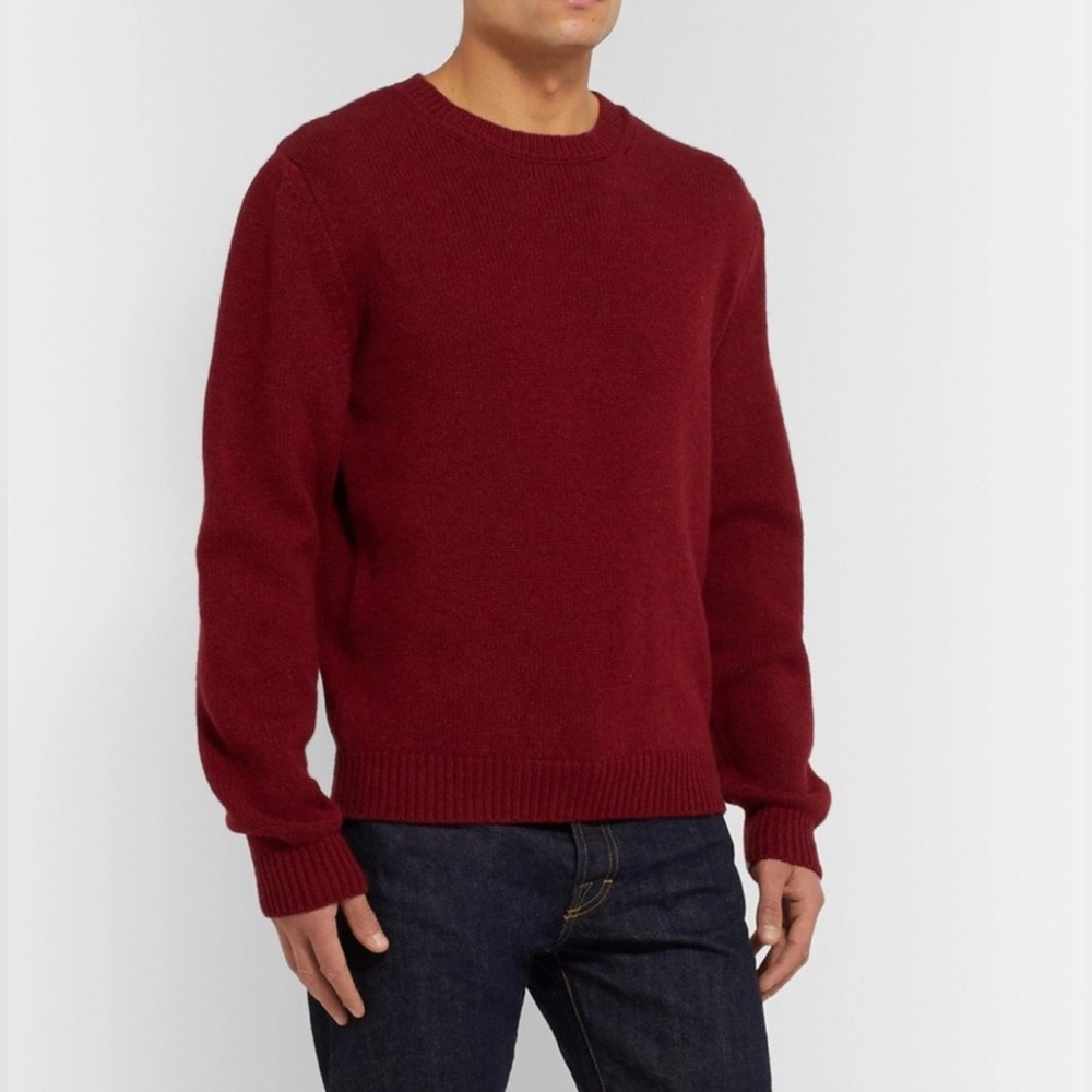 $355 A.P.C. RUE MADAME PARIS Sweater Mens S. Wool Blend Crewneck Lightweight Red